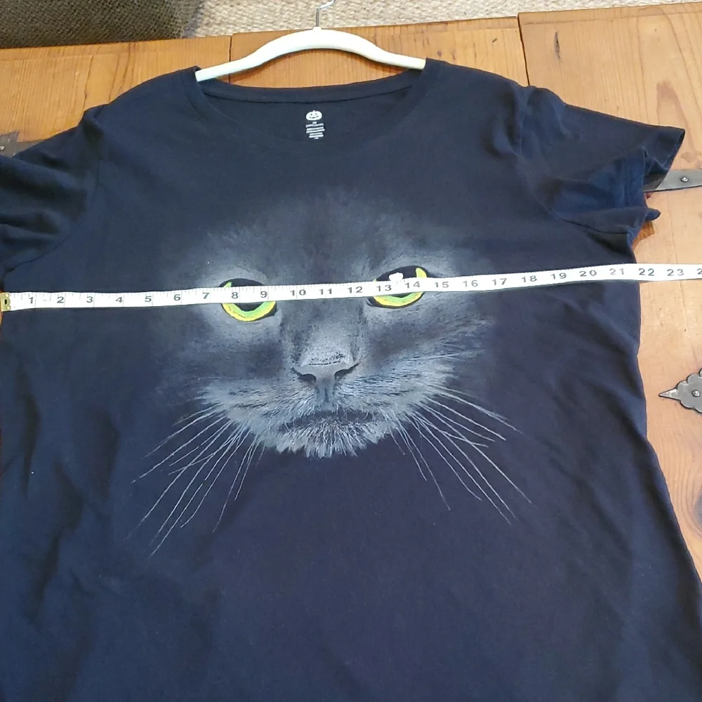 Black Cat Face T-Shirt Women Size 2X Halloween Party